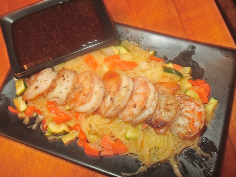 asian spaghetti squash with shrimp