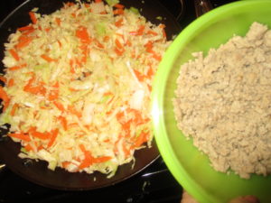 ingredients for egg roll in a bowl