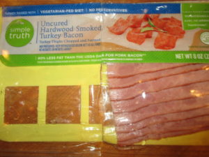 Turkey bacon for potato-green bean salad