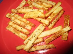 French fries to go with 10 burgers