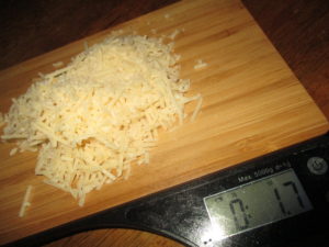 weighed Parmesan cheese