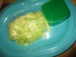 1/4 head of lettuce and green container filling hack