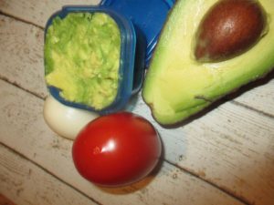 avocado and blue container filling hack