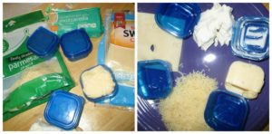 examples of cheese and blue containers