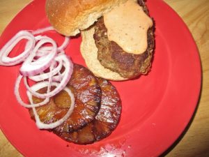 pineapple and red onion for a burger