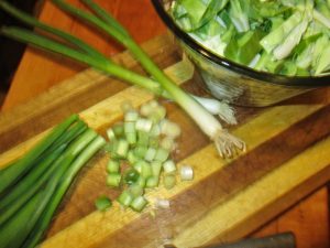 chopped green onions for Traditional Irish colcannon