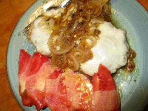 caramelized onions on a burger