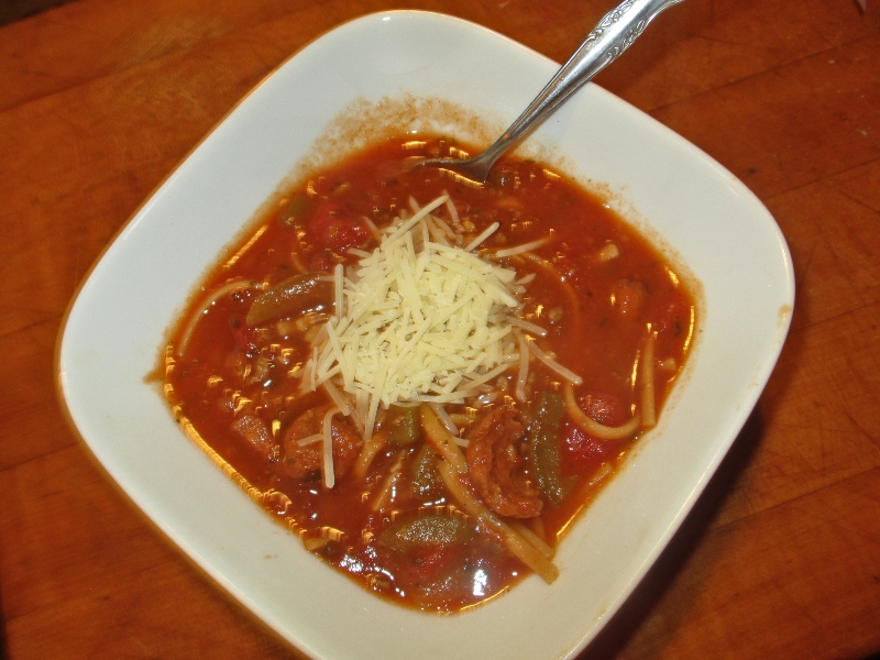 Pizza noodle soup