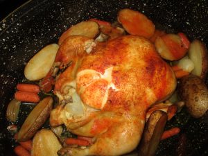 roasted chicken with onions