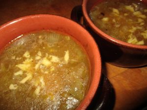 french onion soup made from baked caramelized onions