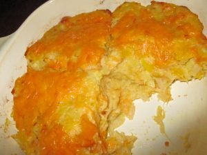 squash casserole cut in 1/4's