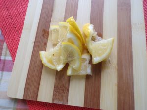 lemon slices for Mediterranean antipasto platter