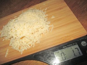 Parmesan cheese weighed for dairy and non-dairy products