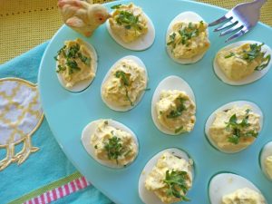 deviled eggs and ham