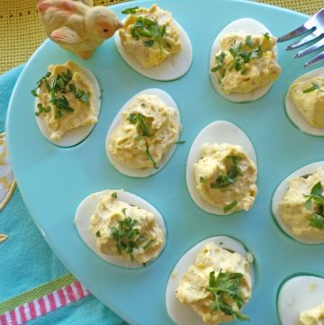 deviled eggs and ham