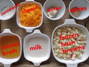 ingredients for cheesy hash brown casserole