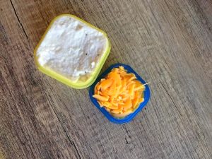 Mashed potatoes and shredded cheese for Mashed Potato Topped Meatloaf