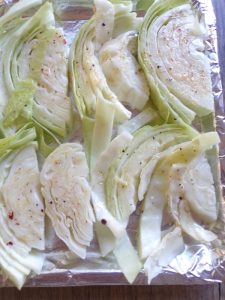 oil brushed cabbage for cabbage and sausage sheet pan meal