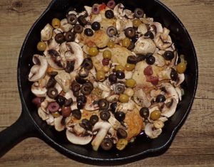 mushrooms and olives for Chicken Cacciatore