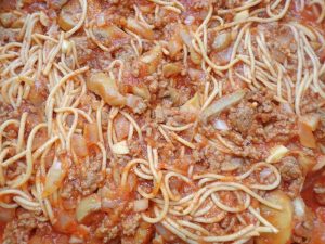 Spaghetti mixture.